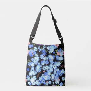 pastel shades floral pattern Black BG Crossbody Tas