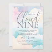 Pastel She's on Cloud Nine Baby shower Invitation (Devant)