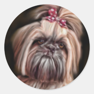 Pastel Shih Tzu Ronde Sticker