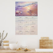 Pastel Shoreline 2026 Calendar with Seashells  Poster (Keuken)