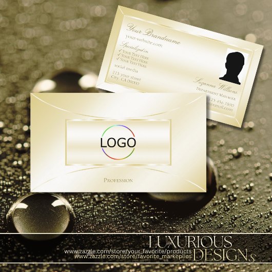 Pastel Silk Gold Decorting met Logo en foto Visitekaartje