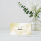 Pastel Silk Gold Decorting met Logo en foto Visitekaartje (Staand voorkant)