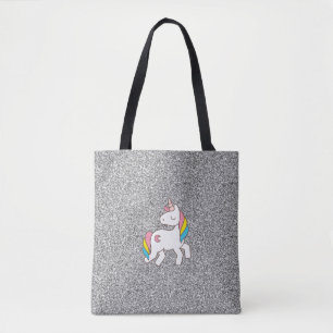 Pastel Silver Glitter Unicorn Draagtas