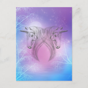 Pastel Silver Unicorns Briefkaart