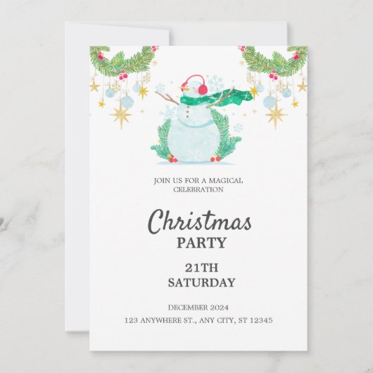Pastel Simple Christmas Party Invitation (Devant)