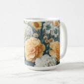 Pastel Sinaasappel en witte anjers Koffiemok (Voorkant rechts)