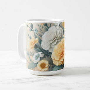 Pastel Sinaasappel en witte anjers Koffiemok