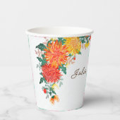 Pastel Sinaasappel Geel Lente Dahlia Bloemen Bruil Papieren Bekers (Voorkant)