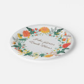 Pastel Sinaasappel Geel Lente Dahlia Bloemen Bruil Papieren Bordje (Gekanteld)