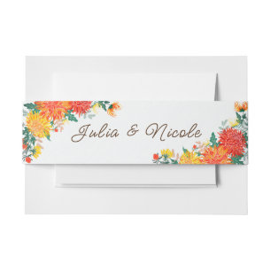 Pastel Sinaasappel Geel Lente Dahlia Bloemen Bruil Uitnodigingen Wikkel