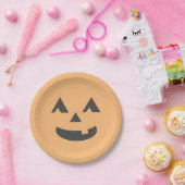 Pastel sinaasappel jack-o-lantaarn halloween party papieren bordje (Feest)