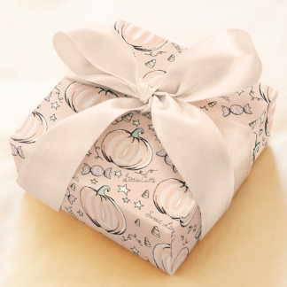 Pastel Sinaasappel Lief Kleine Pompoen Baby Cadeaupapier