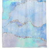*~* Pastel Sky Blue Agate Holo GLITTER Ocean AP8  Douchegordijn (Voorkant)