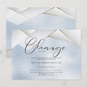 Pastel Sky Blue Pearl Facets Postponed Shower Kaart