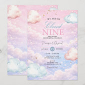 Pastel Sky Cloud Nine Gender Reveal Invitation Kaart (Voorkant / Achterkant)