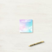 Pastel sky clouds moderne naam post-it® notes (Op bureau)