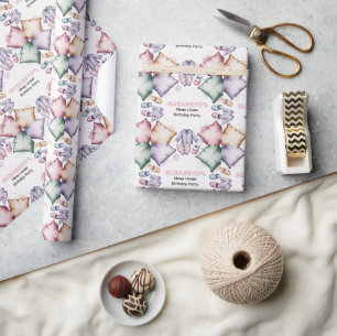 Pastel Slaap Onder Meisje Verjaardagsfeestje Water Cadeaupapier