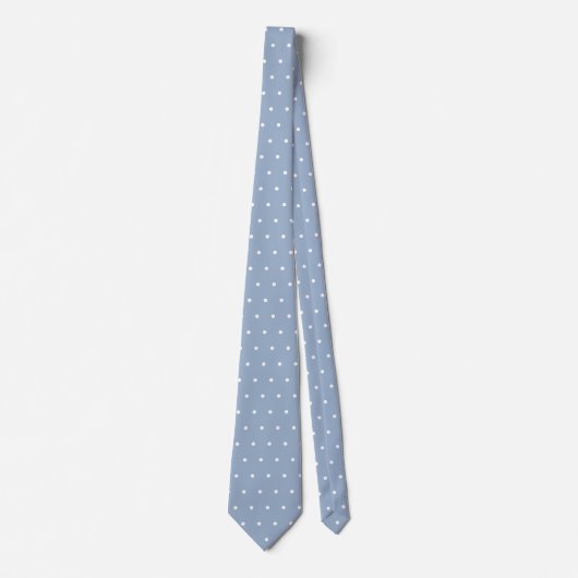 Pastel Slate Blauw Wit Polka Dots Stropdas (Voorkant)