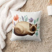 Pastel Slumber: Siamese Cat in Bloom Kussen (Deken)