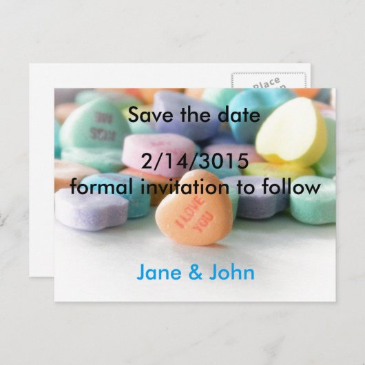 pastel snoep bruiloft , met uitzondering van date  aankondigingskaart (Voorkant / Achterkant)