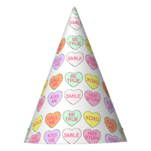 Pastel Snoep Harde Valentijnsdag Harten Snoep Feesthoedjes
