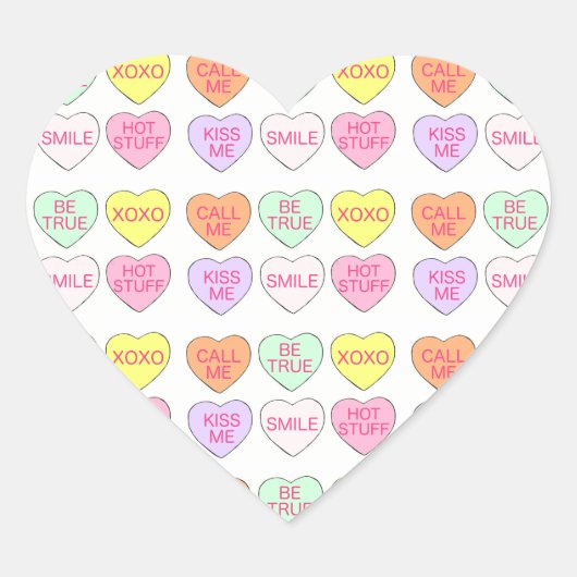 Pastel Snoep Harten Valentijnsdag gesprek Hart Sticker (Voorkant)