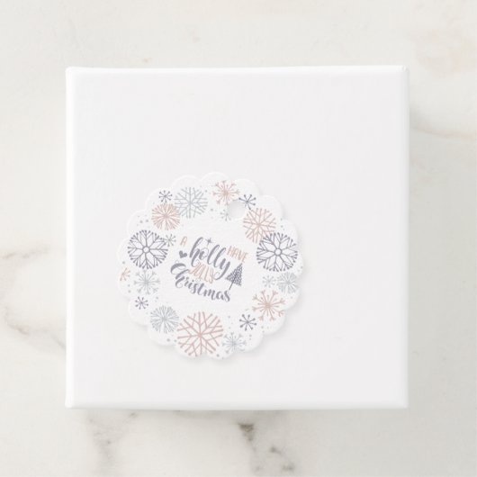 Pastel Snowflakes Holly Jolly Kerstmis Bedankjes Labels (In situ)