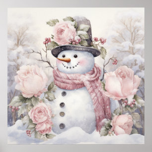 Pastel Snowman-Poster Poster