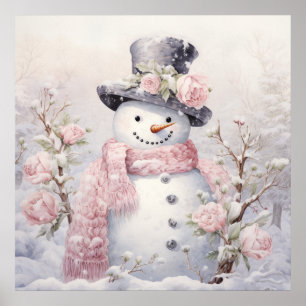 Pastel Snowman-Poster Poster