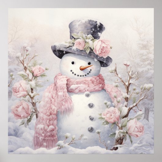Pastel Snowman-Poster Poster (Voorkant)
