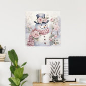 Pastel Snowman-Poster Poster (Thuiskantoor)
