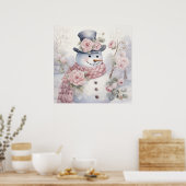 Pastel Snowman-Poster Poster (Keuken)