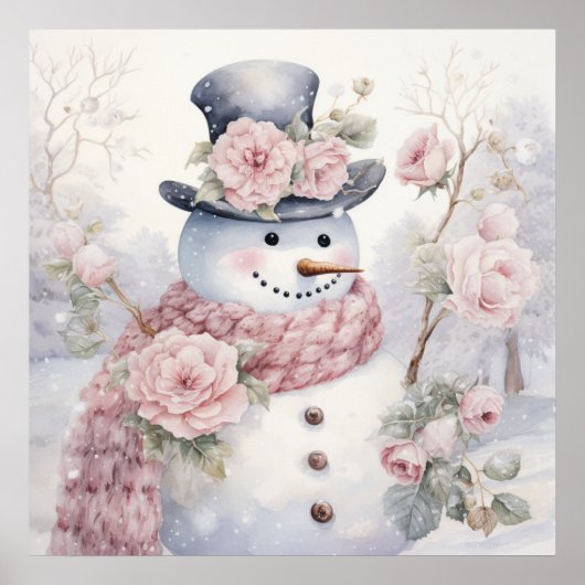 Pastel Snowman-Poster Poster (Voorkant)