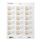 Pastel Soft Blush Peach Peony Floral Address Etiket (Full Sheet)