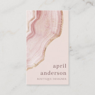 Pastel Soft Blush Roos Gold Agate Marble Texture Visitekaartje