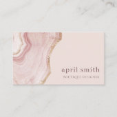 Pastel Soft Blush Roos Gold Agate Marble Texture Visitekaartje (Voorkant)