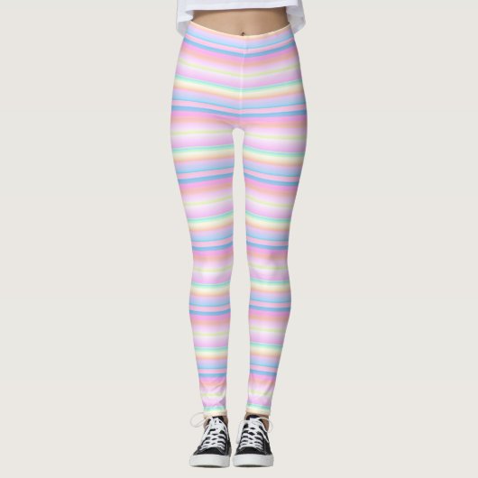 Pastel soft kleur creatieve gestreepte Leggings (Voorkant)