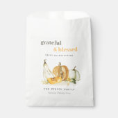 Pastel Soft Waterverf Floral Pumpkin Thanksgiving Bedankzakje (Voorkant)