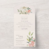 Pastel Soft White Pumpkin Blush Floral Weddenschap All In One Uitnodiging (Binnen)
