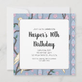 Pastel Songbirds et Blossoms Invitation d'annivers (Dos)