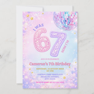 Pastel Sparkle Disco Glam 67 Kinderfeestje Kaart