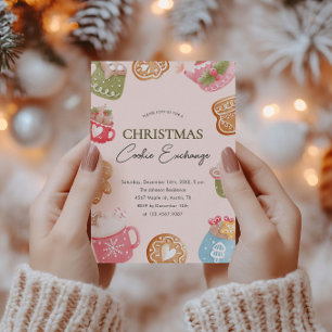 Pastel Speelse Kerst Cookie Exchange Party Kaart