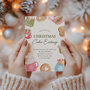 Pastel Speelse Kerst Cookie Exchange Party Kaart