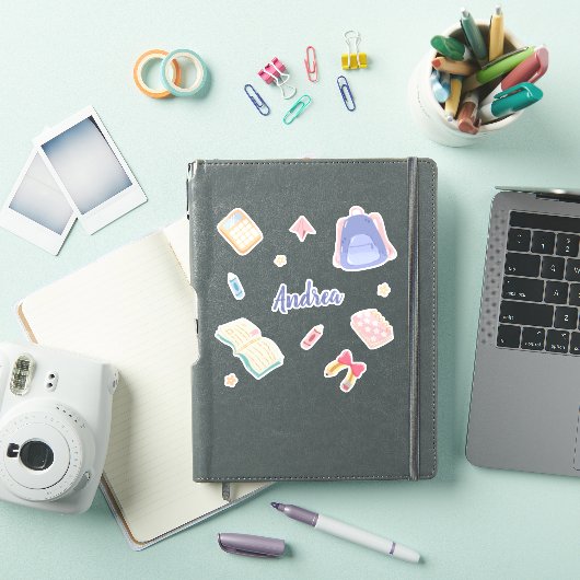 Pastel Speelse Monogram Terug Naar School Sticker (iPad Cover)