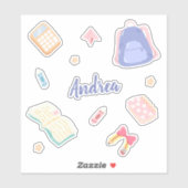 Pastel Speelse Monogram Terug Naar School Sticker (Vel)
