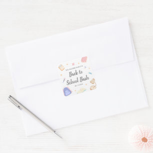 Pastel Speelse Terug Naar School Bash-feest Vierkante Sticker