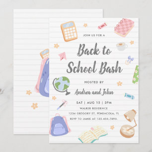 Pastel Speelse Terug Naar School Feest Kaart