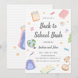 Pastel Speelse Terug Naar School Feest Kaart