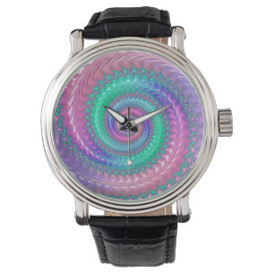 Pastel Spiral Fractal Horloge