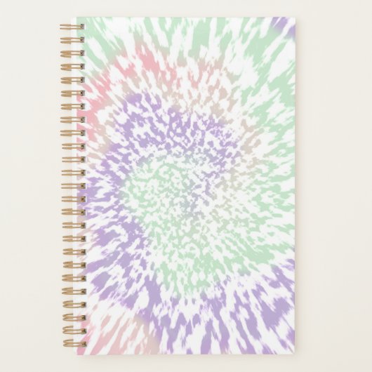 Pastel Spiral Shibori Floral Tie Dye Hippie Retro Planner (Voorkant)